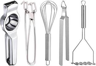 DreamBasket Lemon Squeezer & Pakkad & Whisk & Chimta & Potato Masher Kitchen Tool Set