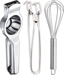 JISUN Stainless Steel Lemon Squeezer & Egg Whisk & Pakkad Kitchen Tool Set