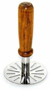 SHUBHA Product Stainless Steel Vegetable Potato Masher, Pav Bhaji Masher with Wooden Handle Steel Masher (Wooden) Steel Masher