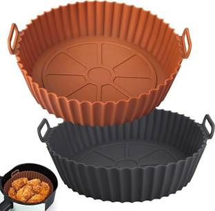 MOOZICO 2 Pcs Reusable Air Fryer Silicone Pots for Food Safe Air fryers Oven Accessories Airfryer Grill Pan