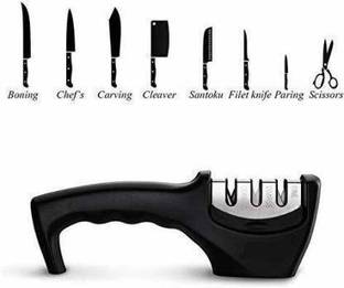 Easz Knife Sharpener Ceramic, Diamond and Stainless Steel Knife Knives Scissor and Blade Sharpening Non-Slip Tools Sharpener Knife Grinder Knife Sharpening Steel