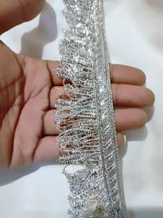 Lacesnmore Wedding dupatta silver jhalar kiran , feather Fringes look jhalar 9m Silver Fringe kiran jhalar Lace Reel