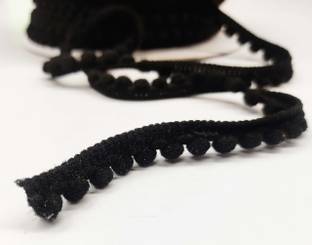 MayRose 1.2CM Black Color Pom Pom Lace for Craft and Decoration 10 meters pompom Lace Trimming for Craft Dupatta Suit Lehenga Saree Blouses . Lace Reel