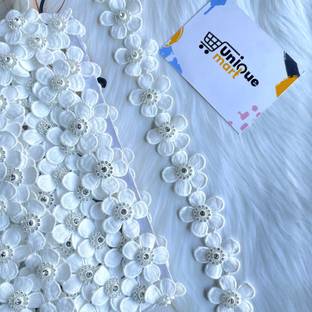uniquemart Premium Quality White Flower Lace For Suit, Dupatta, Saree, Lehenga, Blouse, Plazo & Decoration (White/4.5Mtr) Lace Reel