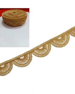 R N Creation Gold Cutwork Design For Sewing Lace Border Gold Color zari for Saree Dress Lehenga Blouse Dupatta choli Anarkali Home Decoration craft etc Lace Reel