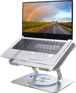 SHREVI IMPEX 360° Rotating Base Aluminum Tabletop Ergonomic Foldable Portable Laptop Stand Aluminum Laptop Stand with 360°Rotating Base,Adjustable Ergonomic Aluminium Desk Stand Rotatable Laptop Stand with Adjustable Height Compatible with Universal Laptops
