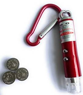 Sloies Laser Light LED Flashlight Torch Keychain 3 Button Cell (650 nm, multi color)
