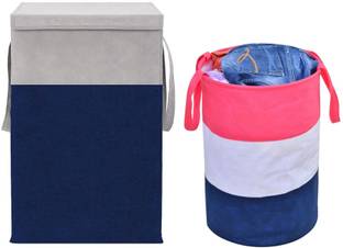 ZOVIRA 75 L Pink, White, Blue, Grey, Blue Laundry Basket