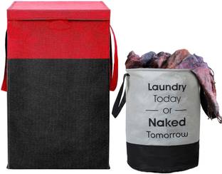 ZOVIRA 75 L Black, Red, Grey Laundry Basket