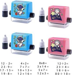 TRU TOYS Smart Math Roller Stamps for Kids Arithmetic Learning Math Question Maker Roller With Reusable Ink