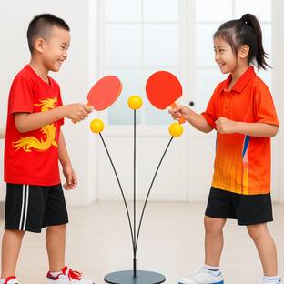 रेनबो राइडर्स Table Tennis Trainer Swinging Ping Pong Game Indoor-Outdoor Fun for Kids 3+ yrs