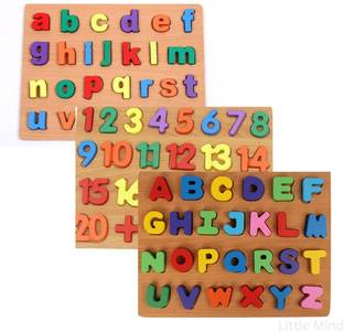 KNK Infotain Wooden 3 In 1 Learnig Board for Kid (abcd/123/ABCD) Pack Of 3