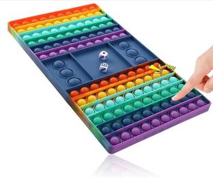 BHVMEY Dice Fidget Game Pop It Board – Rainbow Sensory Toy