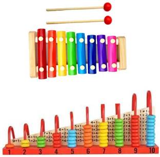 KNK Infotain Calculation Shelf + 8 Note Xylophone Musical Toy (Combo) For Kids