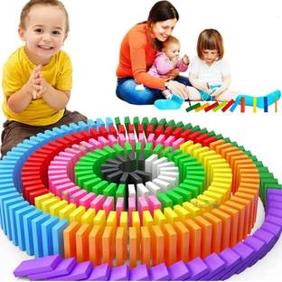 FLETIX 120pcs Domino Building Block Colorful Wooden Kids Fun Learning Skill Toy Game