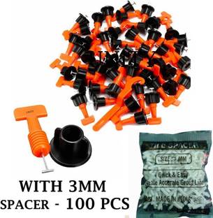 GETANYWAY Tile Leveling System 50 PC Kit With Special Wrench 1 PC & 3 MM Spacer 100 pc Tile Leveling System 1 mm Clip Only 100 PCS for Wall Floor Tool 100 Clips Non-magnetic Slip Level