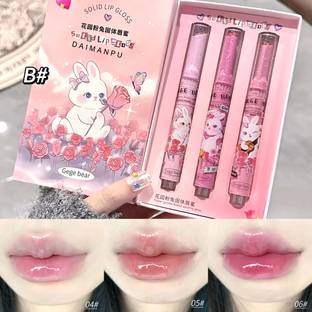 DAIMANPU Solid Lip Gloss GEGE Bear Lip Glaze Korean Lip Tint Heart Shape Lipstick