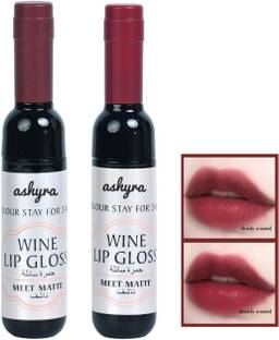Ashyra Meet Matte Wine Lip Gloss – Smudge-Proof Formula (Pack of 2)