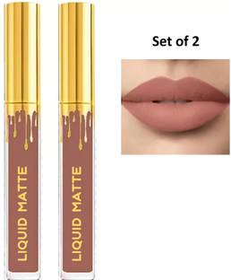 Earthcon HD Beauty Liquid Non Transfer Waterproof Matte Lipstick, Shade Nude Pack of 2