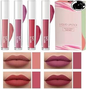 Glowhouse Matte Liquid Lipstick Set, 4 Nude Shades, Long-lasting Formula