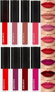 Earthcon Waterproof SensationaL Liquid Matte Lipsticks Combo Of 8(NUDE&RED EDITION32 ml)