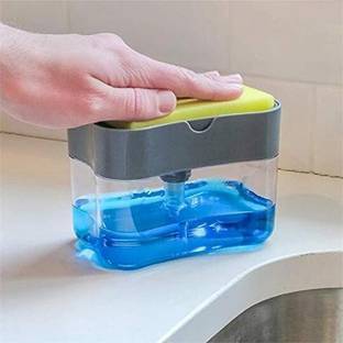 OTIZ Kitchen Soap Dispenser Soap Pump Sponge Holder Plastic Liquid Soap Press Type Pump Dispenser 2 in 1 kitchen set cleaning clean the pot clean the sink clean dishes dish wash bowl wash bartan wash kitchen wash plate wash all washing washer cleaning Soap Dispenser box Kitchen Sink Dishwasher 400 ml Liquid, Soap, Gel, Shampoo, Sanitizer Stand Dispenser 400 ml Liquid, Gel, Foam, Shampoo, Sanitizer Stand Dispenser