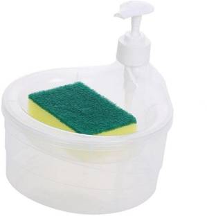 AMEEDARSHAN 2-in-1 Transparent Soap Dispenser with Sponge Holder 25 ml Liquid, Shampoo Dispenser