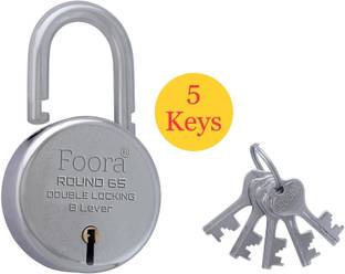 Foora Round 65 with 5 Keys, Double Locking, 8 Lever Multipurpose use Padlock
