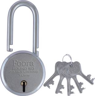 Foora Round 50 LS with 5 Keys, Extra Long Shackle, Double Locking, 7 Lever Padlock