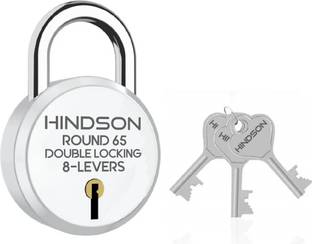 HINDSON Round 65 Double Locking, 8 Levers with 3 Iron Key Lock Padlock