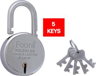 Foora Round 65 with 5 Keys, Double Locking, 8 Lever Multipurpose use - Size 65 mm Padlock