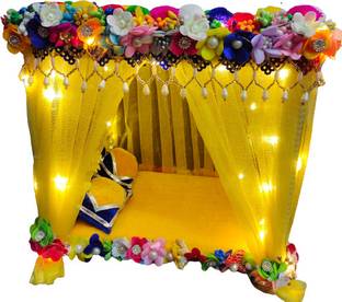 tilak shringar laddu gopal ji dipawali special wooden bed with(LED LIGHT BED)(size1to6) Jhula