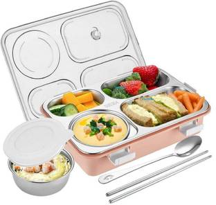 RBGIIT Stainless Steel 4 Compartment Leak Proof Lunch Box 4 Containers Lunch Box