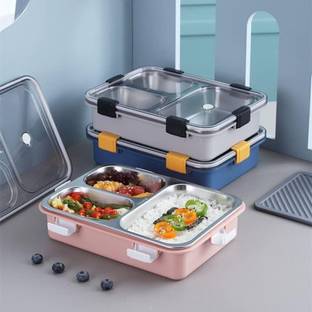 Senso Lunch Box - Stainless Steel Vaccum Tiffin Box for Boys/Girls/School/Office. 3 Containers Lunch Box