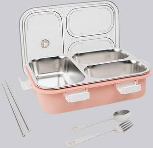VRJK Compartment -3 Sealed Leak Proof Stainless Steel For Kid's & Adult_K1287 3 Containers Lunch Box