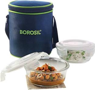 BOROSIL Glass Lunch Box (400ml x 2) - Set of 2 Containers Lunch Box