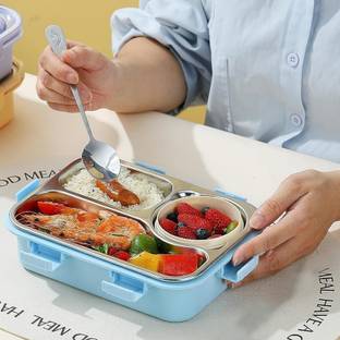 RBGIIT Stainless Steel Lunch Box with Soup Bowl Utensils Ideal for Kids Eco-Friendly K2 3 Containers Lunch Box