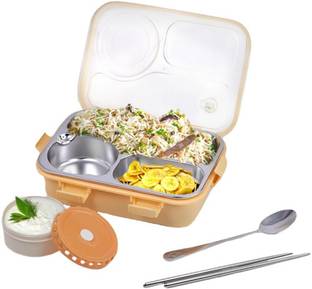 RBGIIT Stainless Steel Lunch Box with Soup Bowl Utensils Ideal for Kids Eco-Friendly K5 3 Containers Lunch Box