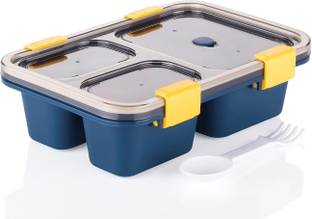 Slikvita Plastic lunchbox for kids,Plastic Pickle Box Spoon & Fork 2 Containers Lunch Box 3 Containers Lunch Box