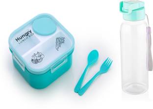 Flyvill Plastic Combo Set 1 Lunch Box & 1 Water Bottle 4 Containers Plastic School Lunch Box