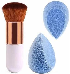 DAQ Foundation Brush With 2 Pieces Makeup Sponge Beauty Blender For Foundation Mixer