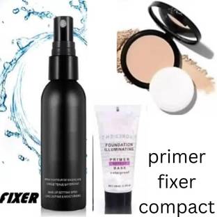swenky Combo of 3, 1 Compact Face Powder, 1 Fixer Spray and 1 Primer Face Makeup Combo