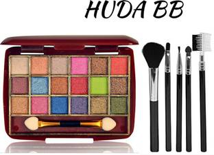 huda.bb 18 color mini eyeshadow palette 5 pcs makeup brush applicato 40 ml