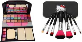 Zailie Makeup kit Mini Laptop 24 Colors Eye Shadow + Makeup Brush Set of 7