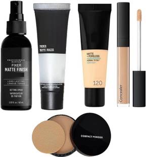 FRIPPE 5In1Combo Kit-Premium Foundation+Makeup Fixer+Matte Primer+Concealer+Compact