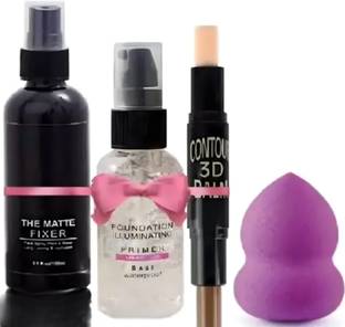 grasp Professional makeup combo kit of Matte fixer, Primer, 2in Contour stick, puff