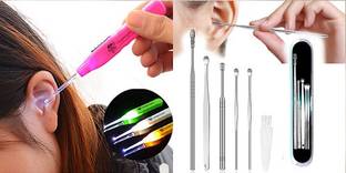 BZILO Ear wax Remover with LED Flashlight Earpick 2 pack + Ear Wax Cleaner Kit M_143