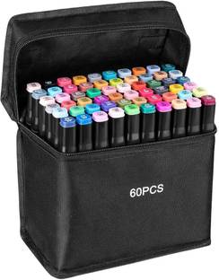Corslet 60 Pc Alcohol Markers Set, Dual Tip Marker Pen Set, Marker Pen for Drawing