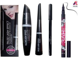 YELGO EYE MAKEUP COMBO WATERPROOF EYELINER,MASCARA,EYEBROW PENCIL& EYELINER 4 Item
