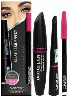 Beaulip 3 in 1 Combo of Waterproof Eyeliner, Mascara With Eyebrow Pencil(Pack of 3)